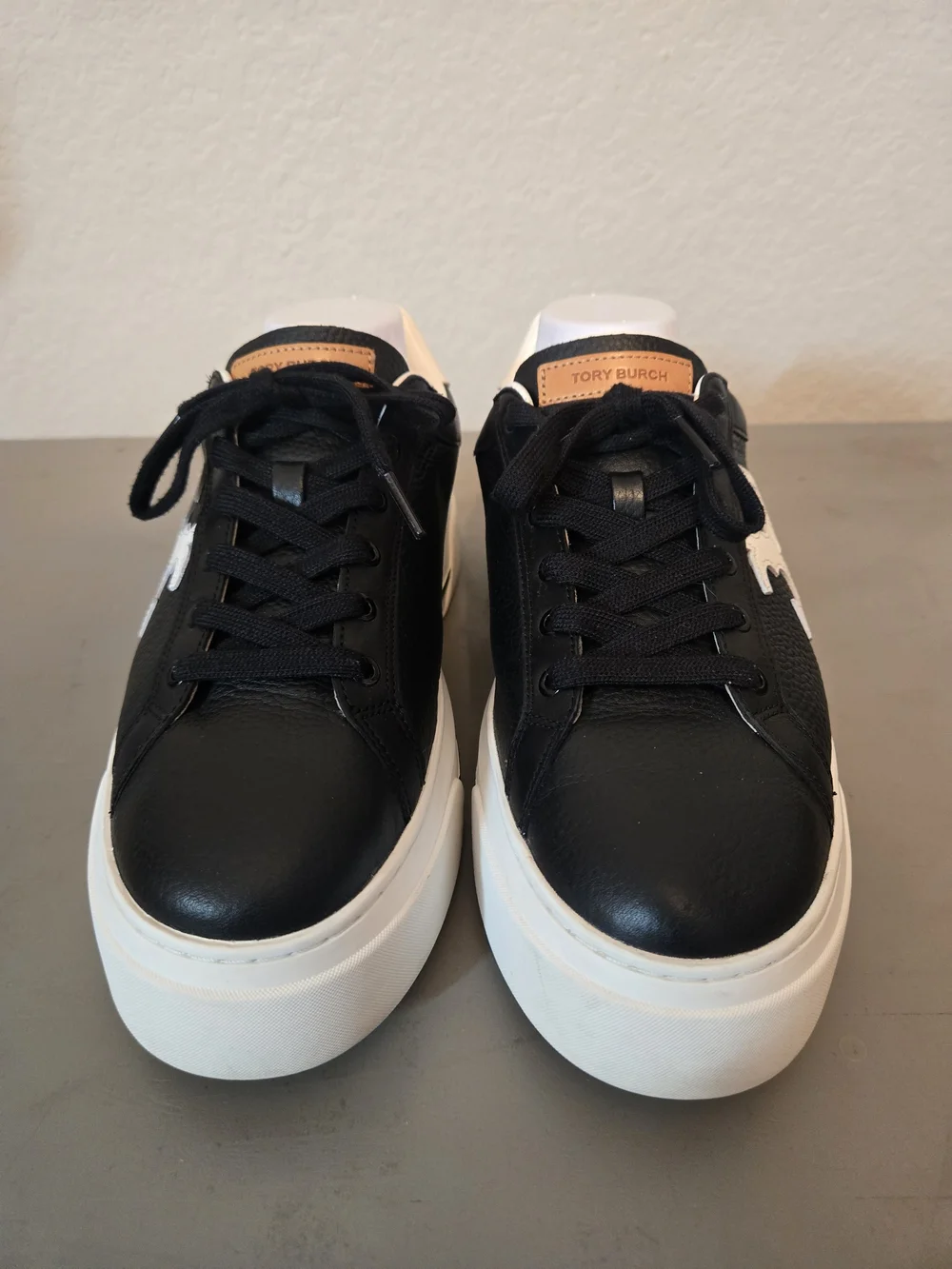 Tory Burch Black and White Logo Platform Sneakers